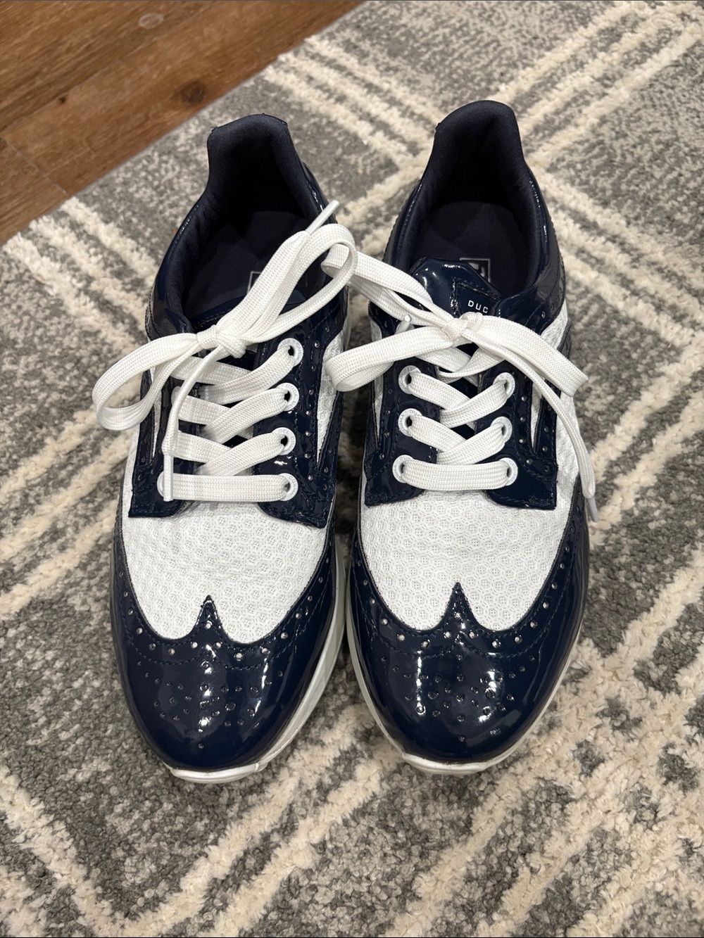 Kids Navy & White Wingtip-Inspired Sneakers